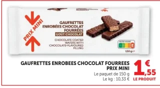 GAUFRETTES ENROBEES CHOCOLAT FOURREES PRIX MINI