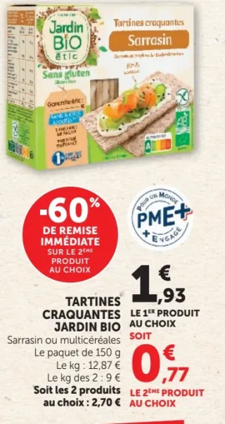 Tartines Craquantes Sarrasin ou multicéréales Jardin BiO étic