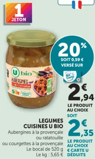 Légumes Cuisines U Bio Aubergines à la provençale ou ratatouille