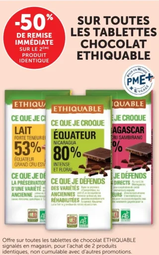 Tablettes chocolat Ethiquable