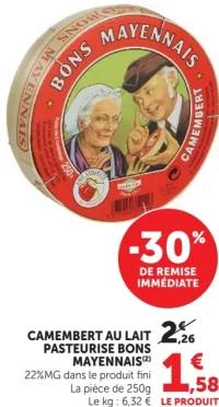 Camembert au lait pasteurisé Bons Mayennais