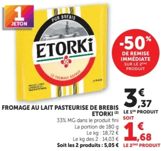 Fromage au lait pasteurise de brebis Etorki