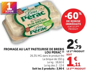 Fromage au lait pasteurisé de brebis Lou Pérac