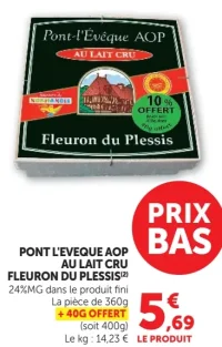 Pont-l'Évêque AOP au Lait Cru Fleuron du Plessis
