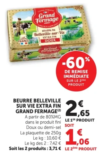 Beurre Belleville sur vie extra-fin Grand Fermage