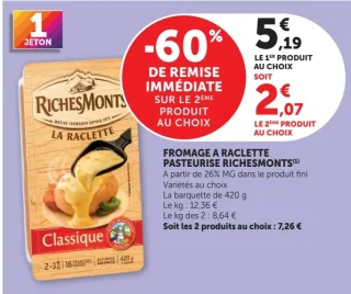 Fromage a Raclette Pasteurise RichesMonts Classique
