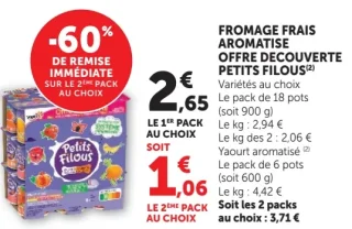 FROMAGE FRAIS AROMATISE OFFRE DECOUVERTE PETITS FILOUS