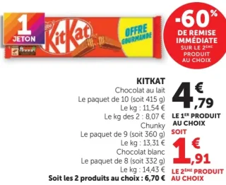 KITKAT Chocolat au lait, Chunky ou Chocolat blanc