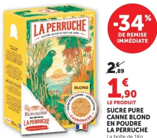 Sucre pure canne blond en poudre La Perruche