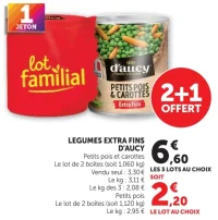Légumes extra fins d'aucy Petits pois et carottes