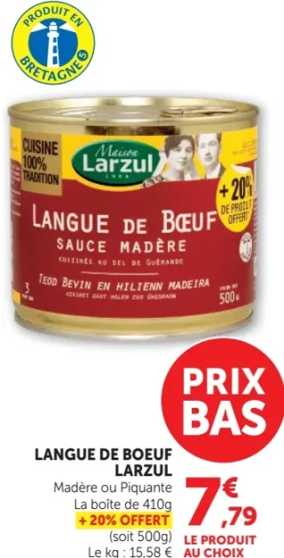 Langue de boeuf Larzul sauce Madère