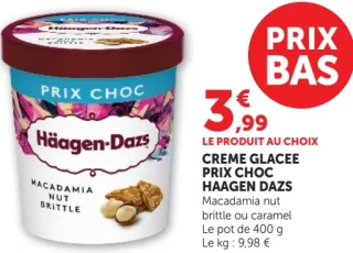 Crème glacée Prix Choc Häagen Dazs
