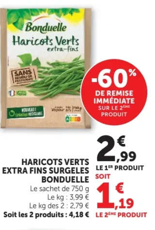 Haricots verts extra fins surgelés Bonduelle