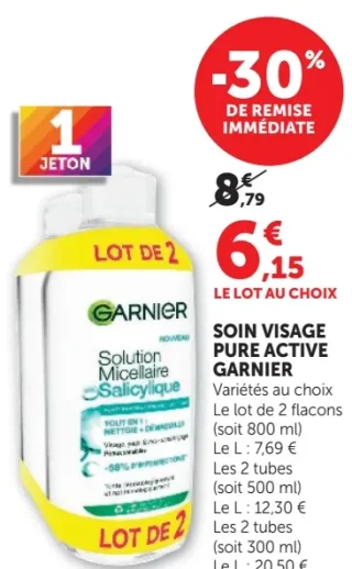 Soin Visage Pure Active Garnier ou Solution Micellaire