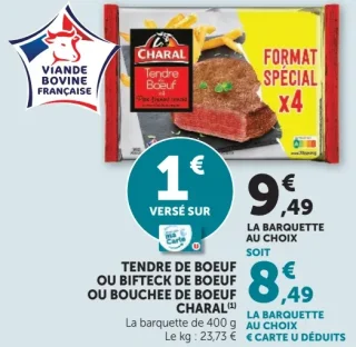 Tendre de boeuf ou bifteck de boeuf ou bouchee de boeuf Charal
