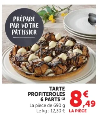 Tarte profiteroles 6 parts