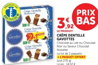 CRÊPE DENTELLE GAVOTTES Chocolat au Lait ou Chocolat Noir ou Saveur Chocolat Noisette