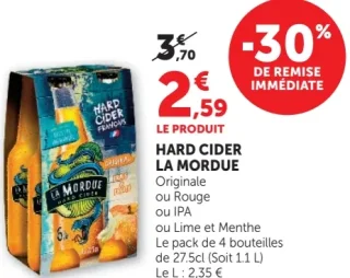 Hard Cider La Mordue Originale ou Rouge ou IPA ou Lime et Menthe