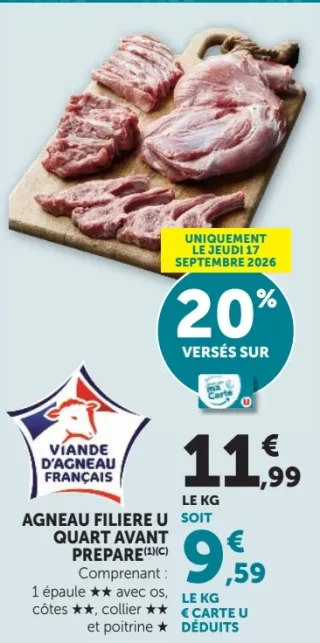 AGNEAU FILIERE U QUART AVANT PREPARE
