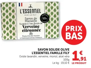 Savon solide olive L'Essentiel Famille Fily