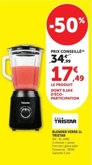 Blender verre 1L Tristar BL-4482