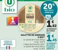 Galettes de sarrasin U Bio ou Crêpes de froment U Bio