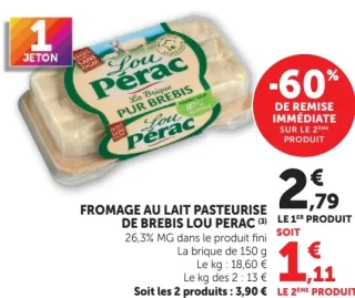Fromage au lait pasteurise de brebis Lou Pérac La Brique