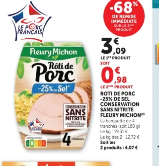 Rôti de Porc Conservation Sans Nitrite Fleury Michon