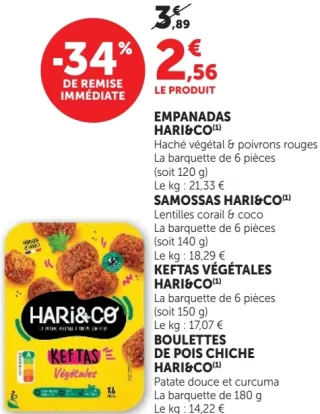 EMPANADAS / SAMOSSAS / KEFTAS VÉGÉTALES / BOULETTES DE POIS CHICHE HARI&CO
