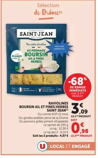 Raviolines Boursin Ail et Fines Herbes Saint Jean