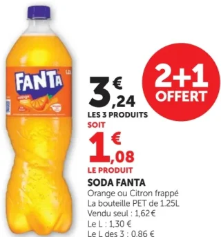 Soda Fanta Orange ou Citron frappé