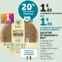 Galettes de sarrasin U Bio ou crêpes de froment U Bio