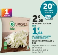 Légumes surgelés U Bio (Oignons émincés ou carottes en rondelles)