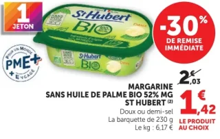 Margarine sans huile de palme Bio 52% MG St Hubert