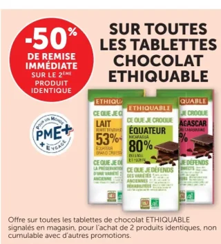 Tablettes chocolat Ethiquable