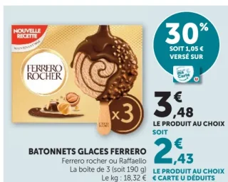 Bâtonnets glaces Ferrero Rocher ou Raffaello