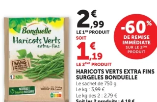 Haricots verts extra fins surgelés Bonduelle