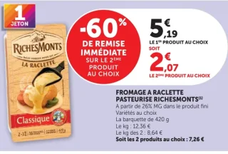 Fromage à raclette pasteurisé RichesMonts Classique