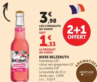 Bière Belzebuth Framboise, citron vert gingembre ou violette