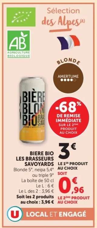 BIERE BIO LES BRASSEURS SAVOYARDS Blonde 5°, neipa 5,4° ou triple 9°
