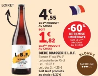 Biere Brasserie L.B.F. Blonde 4° ou IPA 5°