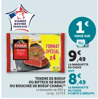 Format Spécial x4 Tendre de Boeuf ou Bifteck de Boeuf ou Bouchee de Boeuf Charal