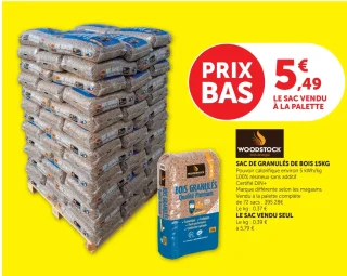 SAC DE GRANULÉS DE BOIS 15KG Woodstock