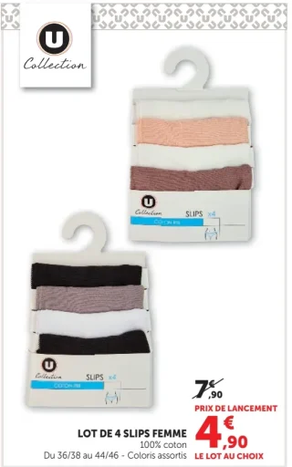 Lot de 4 slips femme U Collection