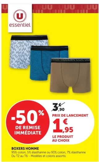 Boxers homme U essentiel