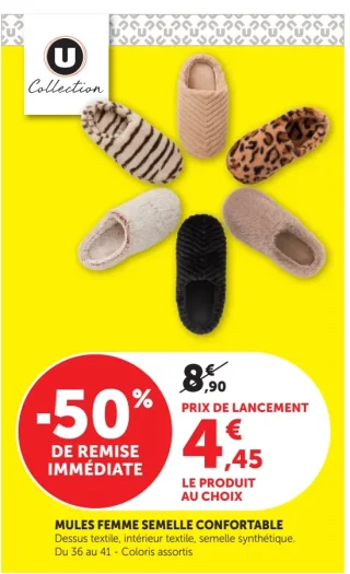 Mules femme semelle confortable U Collection