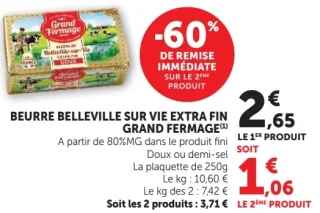 BEURRE BELLEVILLE SUR VIE EXTRA FIN GRAND FERMAGE