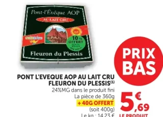 PONT L'EVEQUE AOP AU LAIT CRU FLEURON DU PLESSIS