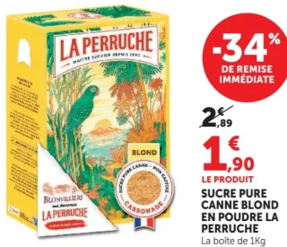 Sucre pure canne blond en poudre La Perruche