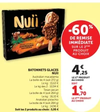 Nuii Bâtonnets Glacés Australian macadamia ou Texan pecan